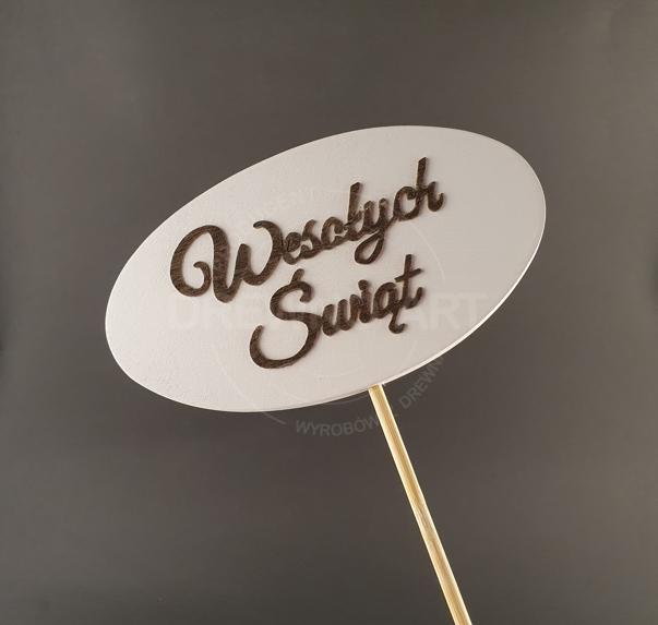 Tabliczka na piku z napisem: Wesołych Świąt