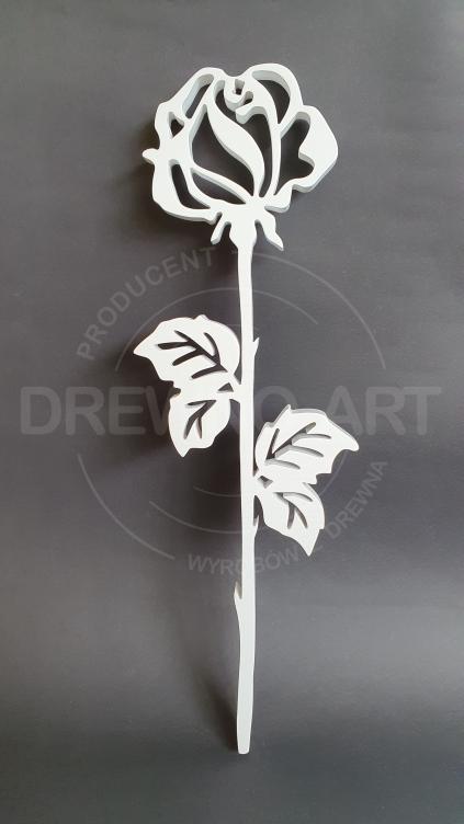 Biała róża z litego drewna