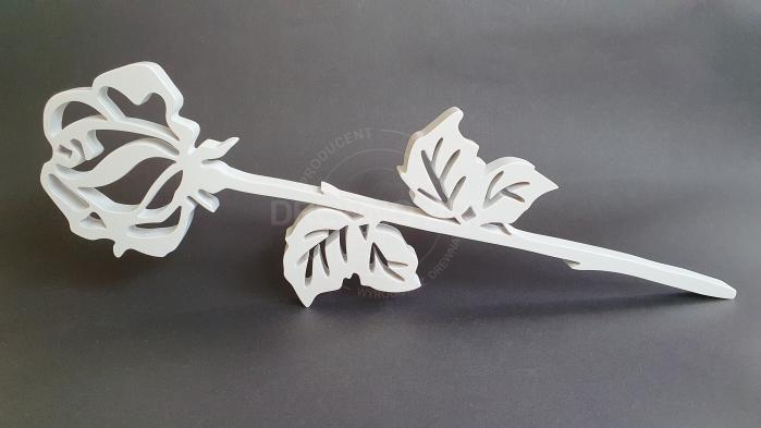 Biała róża z litego drewna