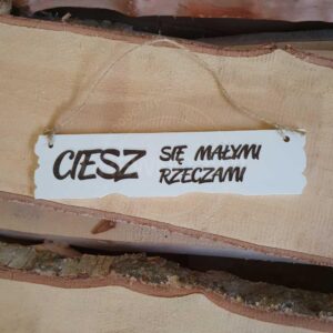 Tabliczka z napisem, lite drewno