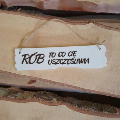 Tabliczka z napisem, lite drewno