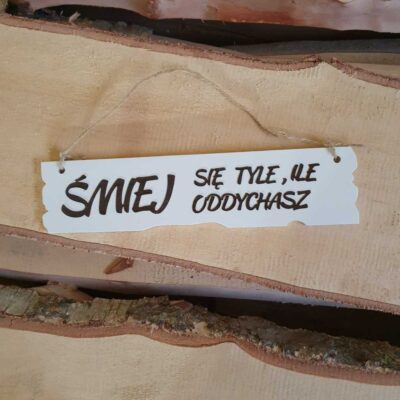 Tabliczka z napisem, lite drewno