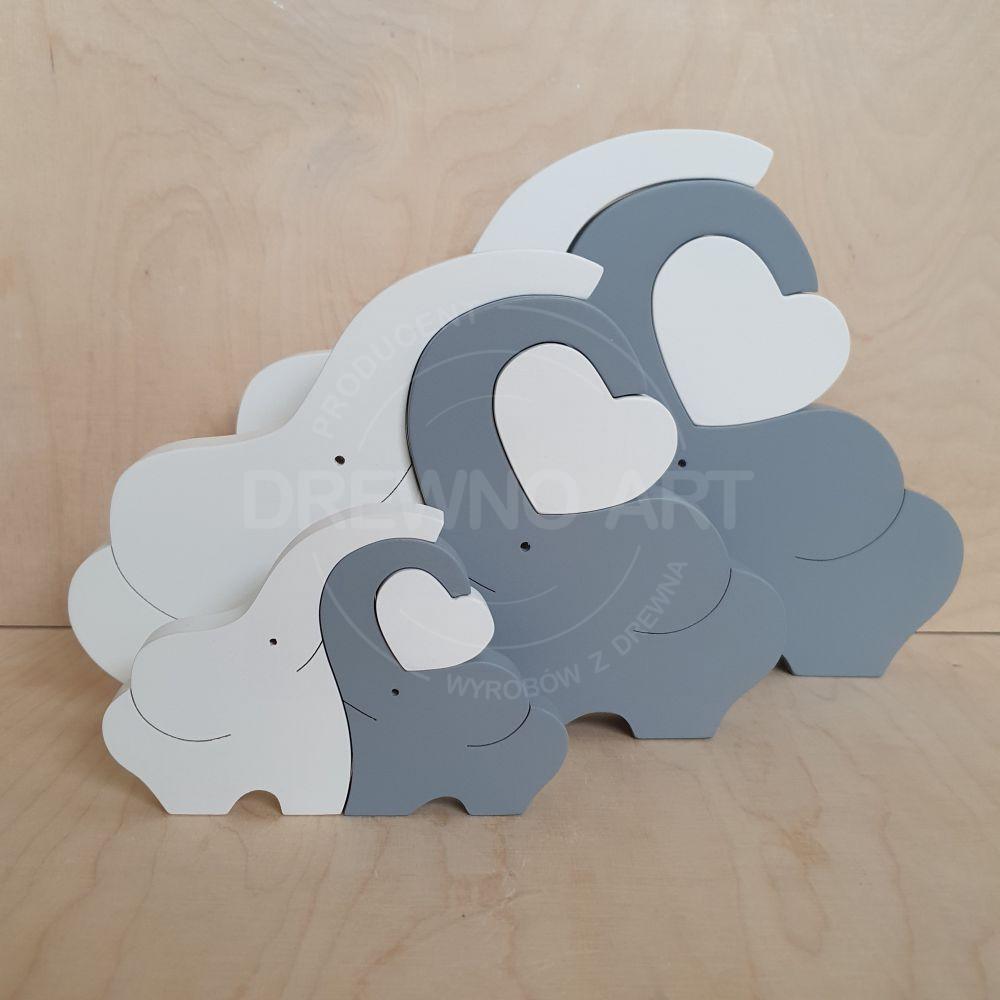 Słonie z drewna trzy rozmiary Słonie z drewna trzy rozmiary